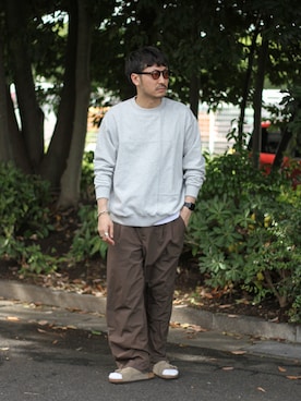 「アイテム（スウェット）」を使った、おがしょーさん（メンズ・177cm）の夏コーディネート