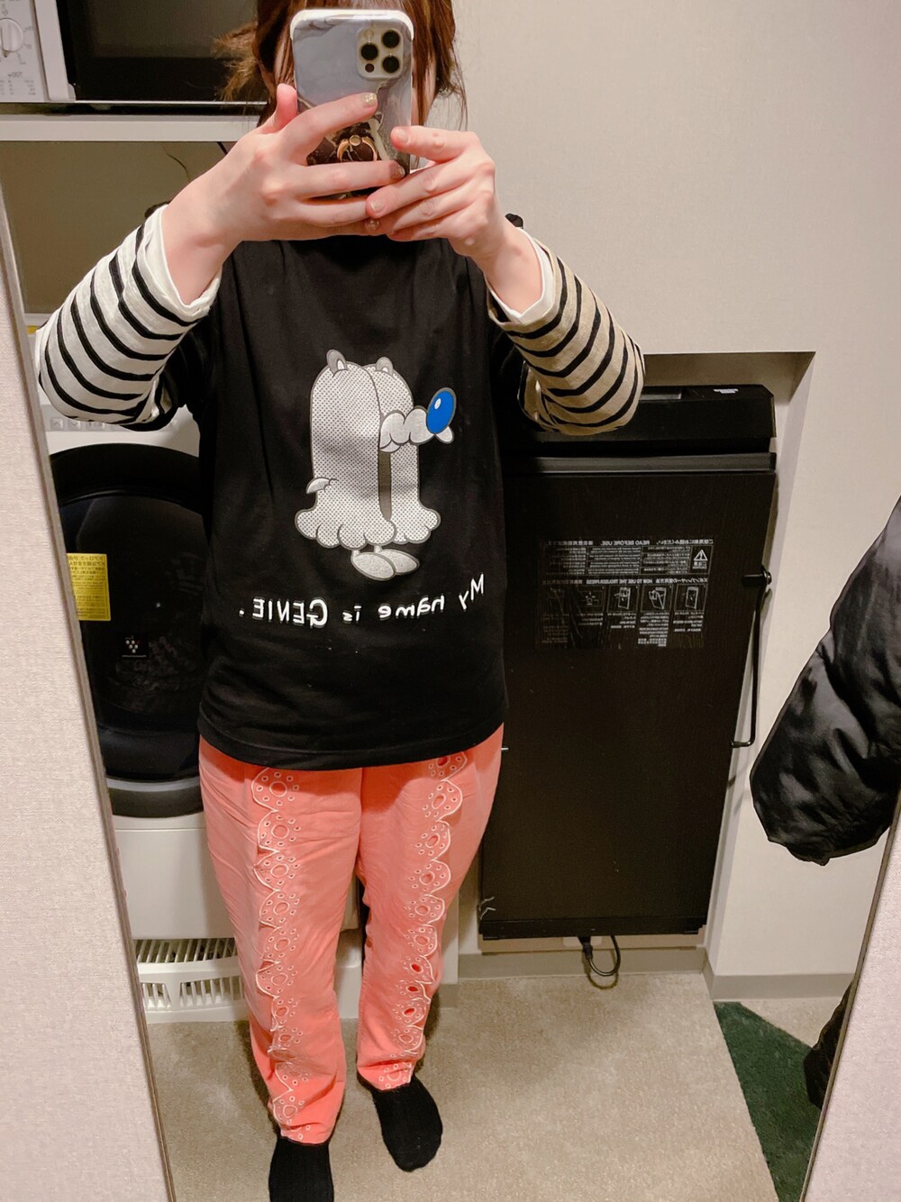 「フリークスストア、フリークスストア(FREAK'S STORE)、ジェニーハイ、フリル、ピンク、アラフォー、ピンクパンツ」｜「made in HEAVENのイージーパンツ（その他パンツ、ピンク系）」を使った、ちゃーまぁさん（レディース・162cm）の春コーディネートの1枚目の写真