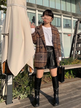 「SpRay（スプレイ）のアイテム（ブーツ）」を使った、いくらちゃんさん（レディース・151cm）の秋コーディネート