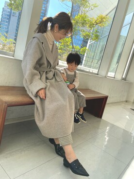 「URBAN RESEARCH DOORS（アーバンリサーチドアーズ）のウールロングチェスターコート（チェスターコート、グレー系）」を使った、syk***さん（レディース・158cm）の冬コーディネート