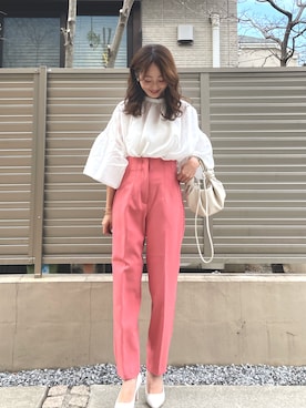 「ZARA（ザラ）のアイテム（パンツ、ピンク系）」を使った、syk***さん（レディース・158cm）の冬コーディネート