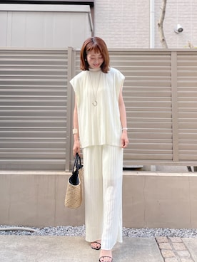 「COTORICA（コトリカ）の【THE DAYZ TOKYO】プリーツフレアブラウス（シャツ/ブラウス、ホワイト系）」を使った、syk***さん（レディース・158cm）の春コーディネート