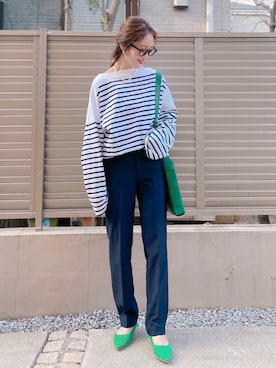 「UNIQLO（ユニクロ）のアイテム（パンツ、ブルー系）」を使った、syk***さん（レディース・158cm）の春コーディネート