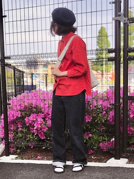 「14+（イチヨンプラス）のアイテム（ハンチング/ベレー帽）」を使った、は む こさん（レディース・150cm）の春コーディネート