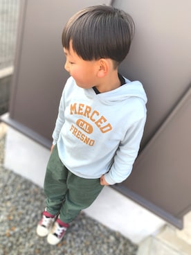 「devirock（デビロック）のアイテム（パーカー）」を使った、☆2boys☆さん（キッズ・110cm）の冬コーディネート