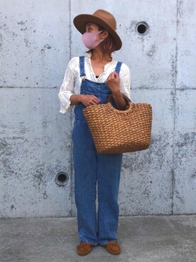 「ピクニック」｜「アイテム（サロペット/オーバーオール）」を使った、NAKAYANさん（レディース・154cm）の春コーディネート