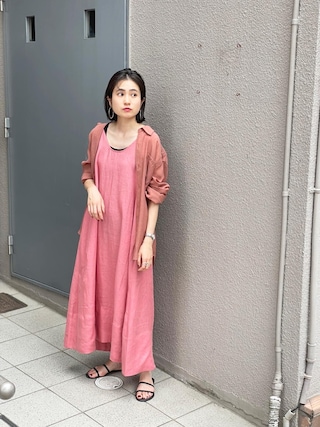Honnete オネット の ノースリーブリネンチェックワンピース ワンピース Wear