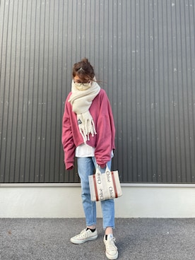 「アイテム（マフラー、ホワイト系）」を使った、canonさん（レディース・166cm）の冬コーディネート