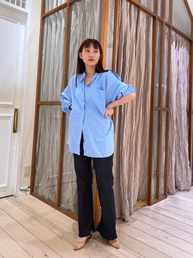 「mystic（ミスティック）のセンターステッチフレアデニム（デニムパンツ）」を使った、kubozono misakiさん（レディース・162cm）の春コーディネート