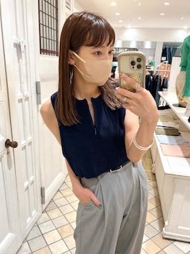 「162cm」｜「アイテム（スラックス）」を使った、kubozono misakiさん（レディース・162cm）の夏コーディネート