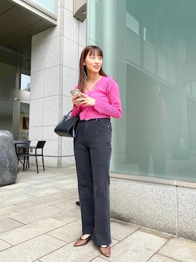 「mystic（ミスティック）のセンターステッチフレアデニム（デニムパンツ）」を使った、kubozono misakiさん（レディース・162cm）の春コーディネート