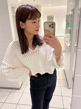 「mystic（ミスティック）のセンターステッチフレアデニム（デニムパンツ）」を使った、kubozono misakiさん（レディース・162cm）の夏コーディネート