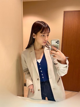 「mystic（ミスティック）のセンターステッチフレアデニム（デニムパンツ）」を使った、kubozono misakiさん（レディース・162cm）の春コーディネート