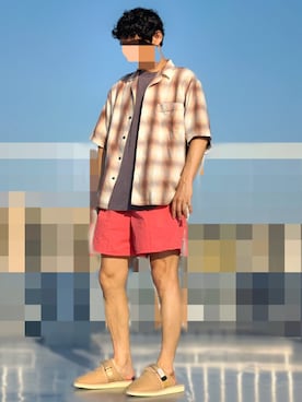 「アイテム（パンツ）」を使った、HMさん（メンズ・175cm）の夏コーディネート