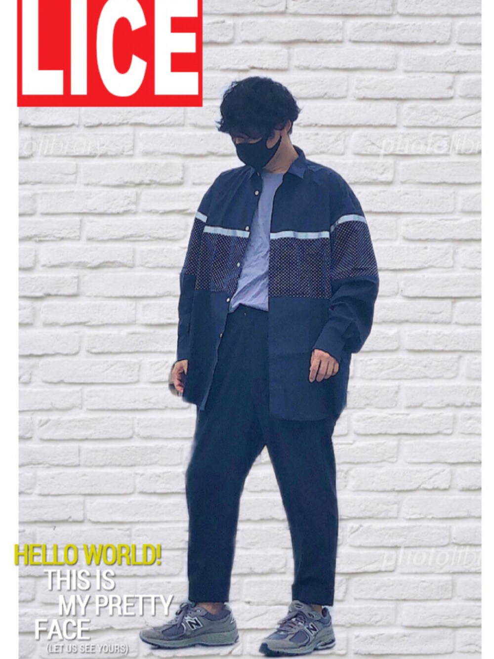 「UNIQLO、+J、スラックス、ビックシルエット、ネイビーコーデ、タックイン、New Balance」｜「EN ROUTEの＜EN ROUTE（アンルート）＞ドットライン レギュラーカラーシャツ†（シャツ/ブラウス、ブルー系）」を使った、HMさん（メンズ・175cm）の夏コーディネートの1枚目の写真