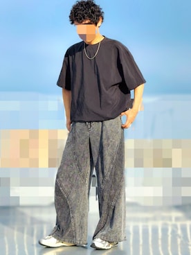 「アイテム（スウェットパンツ）」を使った、HMさん（メンズ・175cm）の秋コーディネート