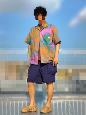 「アイテム（サンダル）」を使った、HMさん（メンズ・175cm）の夏コーディネート