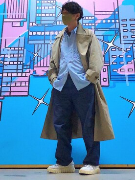 「UNIQLOコーデ」｜「アイテム（トレンチコート）」を使った、HMさん（メンズ・175cm）の秋コーディネート