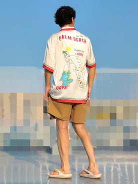 「アイテム（サンダル）」を使った、HMさん（メンズ・175cm）の夏コーディネート