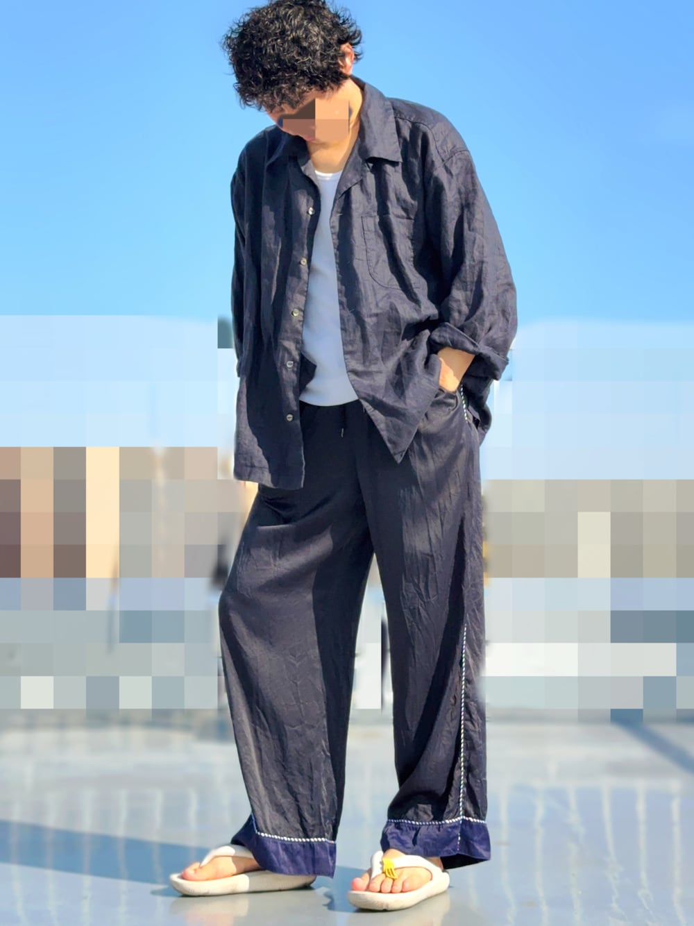 試着のみ！ CAHLUMN カウラム ベルギーリネン オープンカラーシャツ M CAHLUMN（カウラム）の「CAHLUMN/カウラム Belgium Linen Open