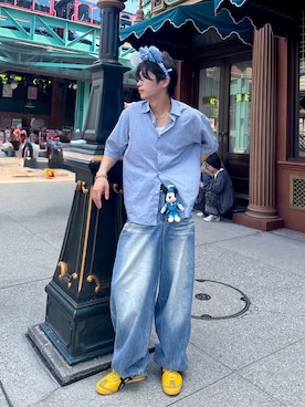 「Disney（ディズニー）のアイテム」を使った、らうさん（メンズ・167cm）の夏コーディネート