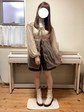 「merry jenny（メリージェニー）のアイテム（ブーツ）」を使った、Mayuさん（レディース・157cm）の秋コーディネート