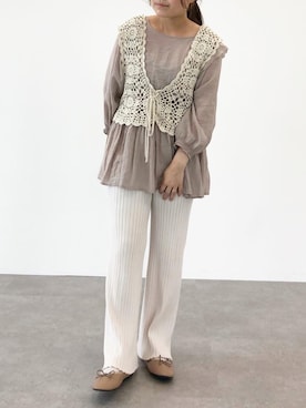 「SLURR（スラ―）のアイテム」を使った、ふたわたりさん（レディース・150cm）の夏コーディネート