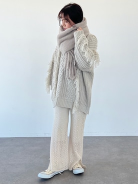 「アイテム（ストール/ショール）」を使った、ふたわたりさん（レディース・150cm・20代）の秋コーディネート