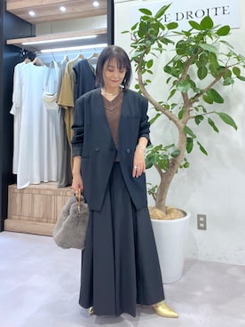 「マキシスカート」｜「アイテム（ノーカラージャケット）」を使った、rd_mioさん（レディース・153cm）の秋コーディネート