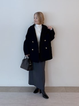 「アイテム（ピーコート）」を使った、rd_mioさん（レディース・153cm）の秋コーディネート