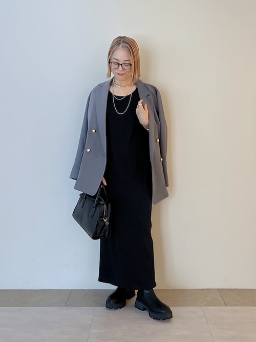 未使用リヴドロワ【全骨格細見え】２WAYロングリブワンピース　40 ブラック　L RIVE DROITE｜【全骨格細見え】NEW2WAYロングリブワンピース