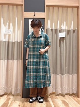 「サマンサモスモス」｜「アイテム（シャツワンピース）」を使った、fune106さん（レディース・155cm）の夏コーディネート
