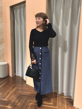 「natural couture（ナチュラルクチュール）のアイテム（ニット/セーター）」を使った、あゆこさん（レディース・158cm）の秋コーディネート