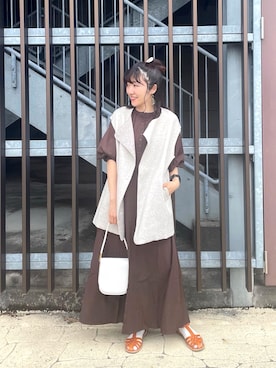 「ジレ」｜「アイテム（ブルゾン）」を使った、あゆこさん（レディース・158cm）の夏コーディネート