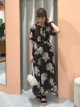 「natural couture（ナチュラルクチュール）のピンタックフレア袖ワンピース（ワンピース、その他）」を使った、あゆこさん（レディース・158cm）の夏コーディネート