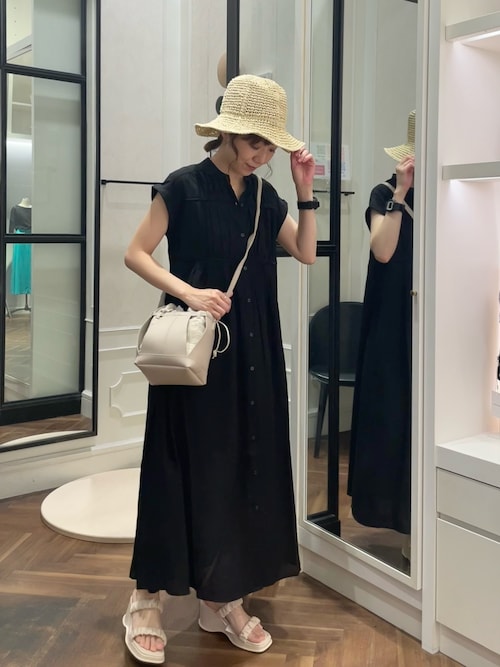 natural couture ワンピース ギャザーデザイン楊柳シャツ