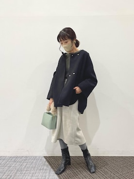 「スクエアトゥ」｜「アイテム（ダウンジャケット/コート）」を使った、あゆこさん（レディース・158cm）の冬コーディネート