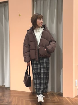 「アイテム（ダウンジャケット/コート）」を使った、あゆこさん（レディース・158cm）の秋コーディネート