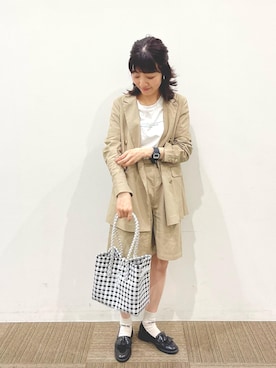 「バミューダパンツ」｜「アイテム（ジャケット/アウター）」を使った、あゆこさん（レディース・158cm）の春コーディネート