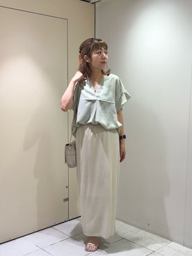 「natural couture（ナチュラルクチュール）のアイテム（ショルダーバッグ）」を使った、あゆこさん（レディース・158cm）の夏コーディネート