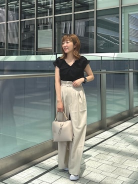 「natural couture（ナチュラルクチュール）のアイテム（シャツ/ブラウス）」を使った、あゆこさん（レディース・158cm）の夏コーディネート