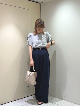 「natural couture（ナチュラルクチュール）のアイテム（シャツ/ブラウス）」を使った、あゆこさん（レディース・158cm）の夏コーディネート