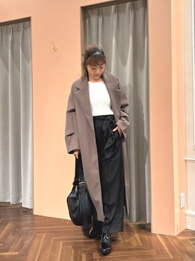 「アイテム（チェスターコート）」を使った、あゆこさん（レディース・158cm）の冬コーディネート