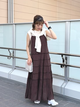 「ブラウンコーデ」｜「アイテム（カーディガン/ボレロ）」を使った、あゆこさん（レディース・158cm）の夏コーディネート