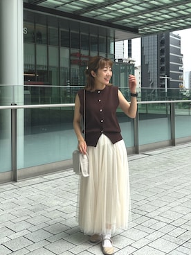 「natural couture（ナチュラルクチュール）のアイテム（ショルダーバッグ）」を使った、あゆこさん（レディース・158cm）の夏コーディネート