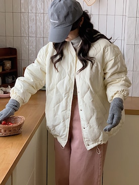 「キルティングコート」｜「アイテム（その他アウター）」を使った、douladoulaさん（レディース・158cm）の冬コーディネート