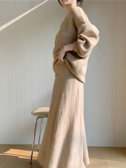 Doula Douladouladoulaさんのセットアップ「セットアップ ボートネックニット&フレアスカート(Doula Doula|ドゥーラドゥーラ)」を使ったコーディネート