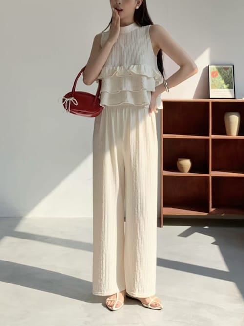 Doula セットアップ ノースリーブティアードトップス＆ワイド
