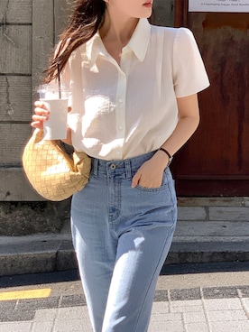 「半袖シャツコーデ」｜douladoulaさん（レディース・162cm）の夏コーディネート