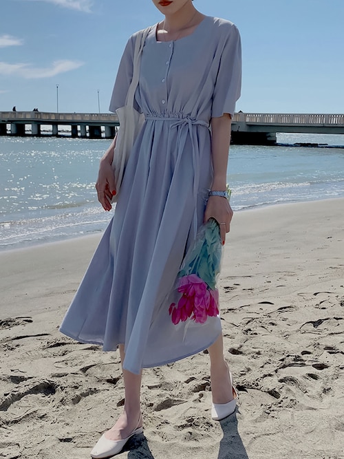 新品タグ付き　かぐれ　2サイズ展開リネンクルーネックワイドワンピース　ドアーズ かぐれ ワンピース 「2サイズ展開」リネンクルーネックワイド